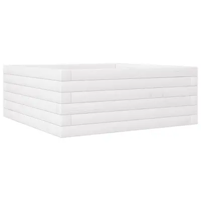 Vrtno cvetlično korito - Lonček za rože belo 60x60x23 cm trdna borovina