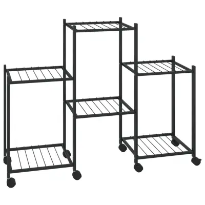 Stojalo za rože - Cvetlični Lonec s kolesi 83x25x63,5 cm črno železo