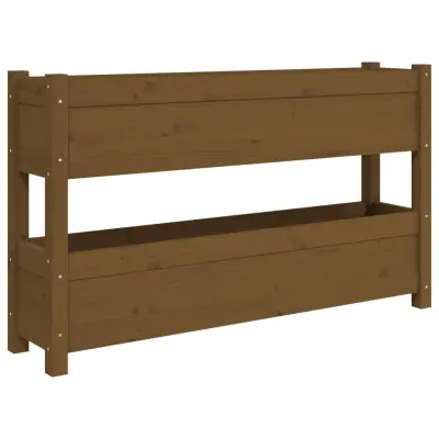 Cvetlični Lonec - Visoka greda medeno rjava 112x25x66 cm trdna borovina