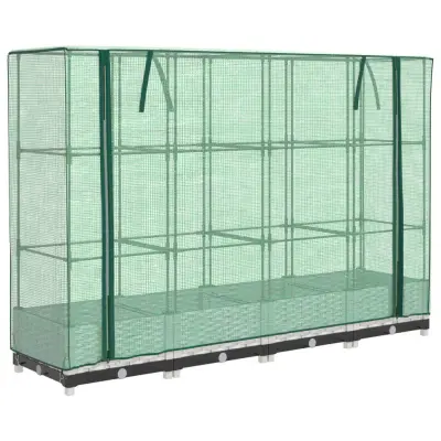 Cvetlični Lonec - Visoka greda s prevleko za rastlinjak videz ratana 160x40x123cm