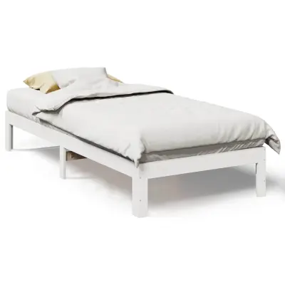 vidaXL Posteljni okvir brez vzmetnice bel 90x200 cm trdna borovina