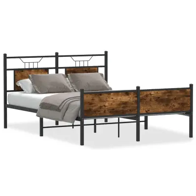vidaXL Posteljni okvir brez vzmetnice hrast 137x190 cm inženirski les