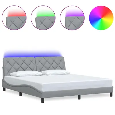 vidaXL Posteljni okvir z LED brez vzmetnice svetlo siv 180x200 cm