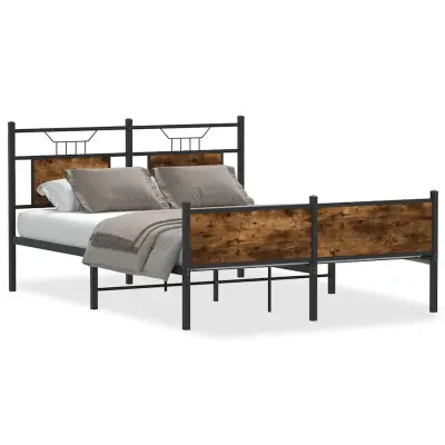 vidaXL Posteljni okvir brez vzmetnice hrast 140x200 cm inženirski les