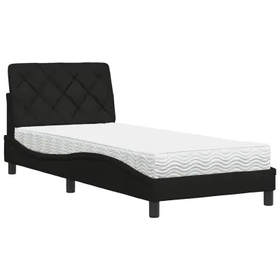 vidaXL Postelja z vzmetnico črna 80x200 cm blago
