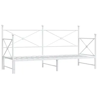 vidaXL Dnevna postelja s skrinjo brez ležišča Bela 75x190 cm Jeklo