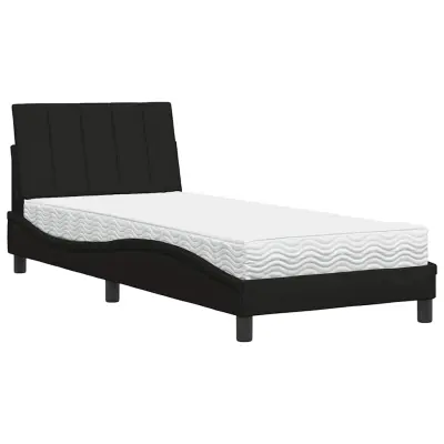 vidaXL Postelja z vzmetnico črna 80x200 cm blago