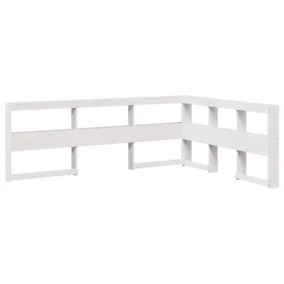 vidaXL Knjižnica vzglavje L-oblike bela 150 cm trdna borovina