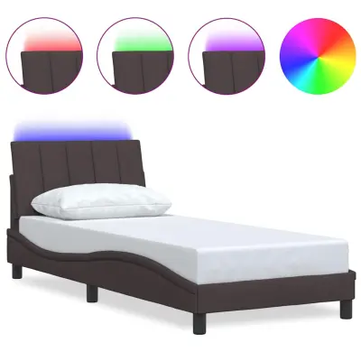 vidaXL Posteljni okvir brez vzmetnice temno rjav 90x200 cm blago