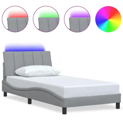 vidaXL Posteljni okvir brez vzmetnice svetlo siv 100x200 cm blago