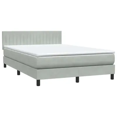 vidaXL Box spring postelja z vzmetnico svetlo siva 160x210 cm žamet