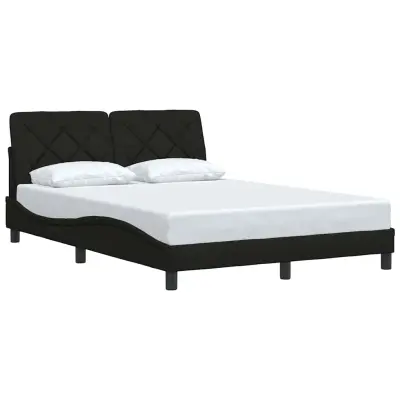 vidaXL Posteljni okvir brez vzmetnice črn 140x190 cm blago