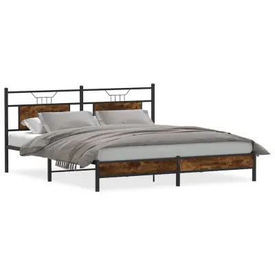 vidaXL Posteljni okvir brez vzmetnice hrast 183x203 cm inženirski les
