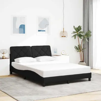 vidaXL Posteljni okvir brez vzmetnice črn 120x200 cm blago