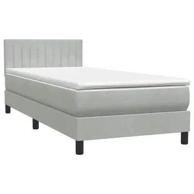 vidaXL Box spring postelja z vzmetnico svetlo siva 80x220 cm žamet