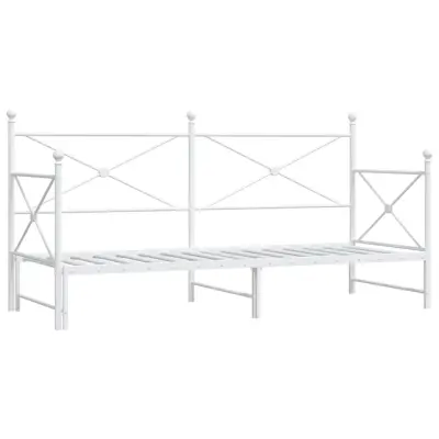 vidaXL Postelja z ležiščem brez ležišča Bela 90x200 cm Jeklo