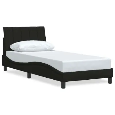vidaXL posteljni okvir brez vzmetnice Črna 90x190 cm Tkanina