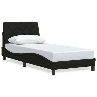 vidaXL posteljni okvir brez vzmetnice Črna 90x190 cm Tkanina