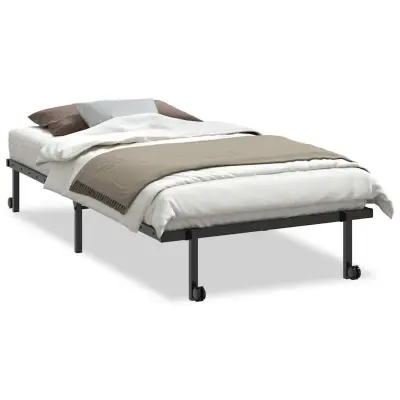 vidaXL posteljni okvir brez vzmetnice zložljiv črn 107x203 cm jeklo