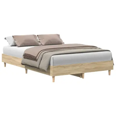 vidaXL Posteljni okvir brez vzmetnice sonoma hrast 140x190 cm