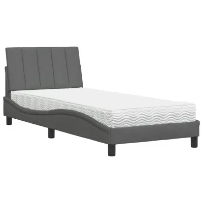 vidaXL Postelja z vzmetnico temno siva 80x200 cm blago
