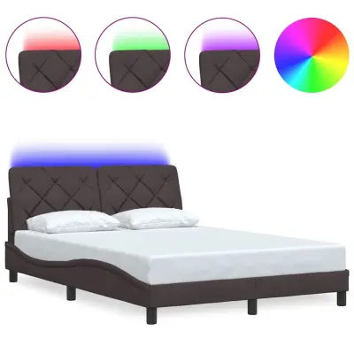 vidaXL Posteljni okvir z LED brez vzmetnice temno rjav 120x200cm blago