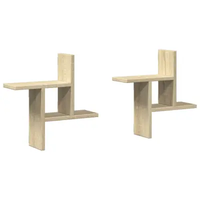2 kosi Stenske Police - Viseče police sonoma hrast 38x12x38 cm inženirski les
