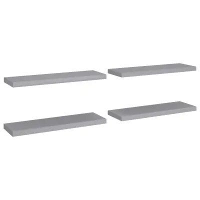 4 kosi Stenske Police - Viseče police sive 80x23,5x3,8 cm MDF