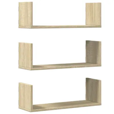 3 kosi Stenske Police - Viseče police sonoma hrast 58x18x18 cm inženirski les