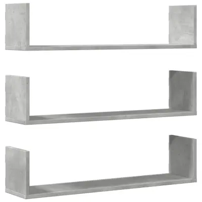 3 kosi Stenske Police - Viseče police betonsko siva 80x18x18 cm inženirski les