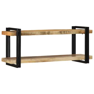 Stenska polica - Viseča Polica 110x33x45 cm Masivni neobdelan les Mango