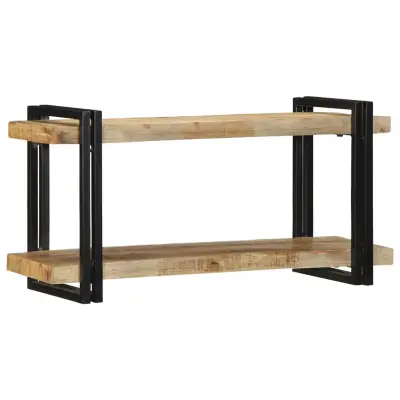 Stenska polica - Viseča Polica 90x33x45 cm Masivni surovi les Mango