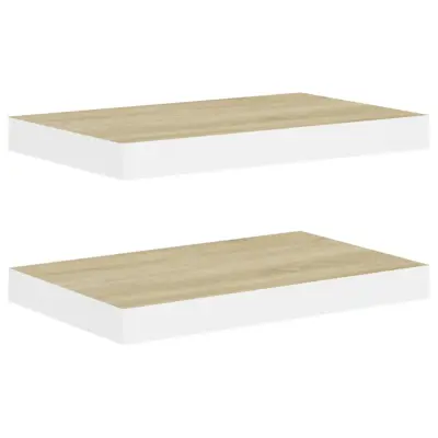 2 kosi Stenske Police - Viseče police barva hrasta in bela 40x23x3,8 cm MDF