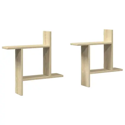 2 kosi Stenske Police - Viseče police sonoma hrast 50x12x50 cm inženirski les