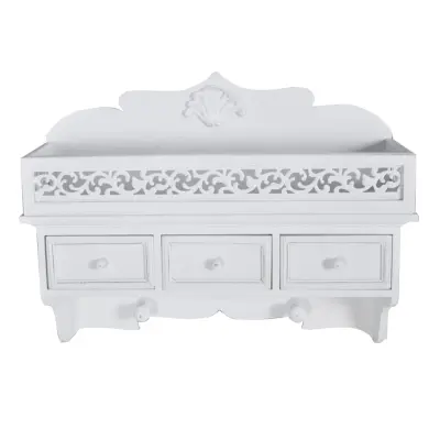 Lebdeča stenska polica - Viseča polica s 3 predali in 2 kavljema