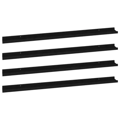 4 kosi Stenske Police - Viseče police črne 115x9x3 cm