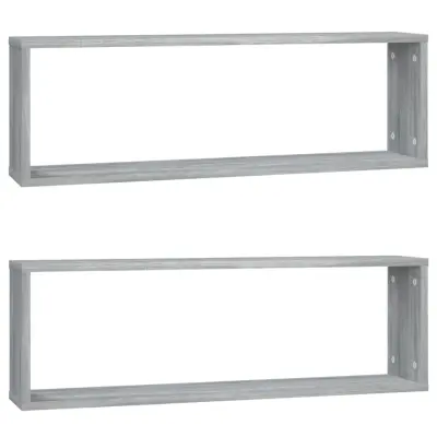 Stenska kockasta polica - Viseča polica 2 kosa siva sonoma 80x15x26,5 cm