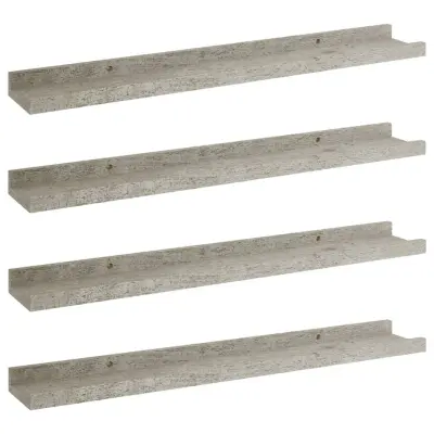 4 kosi Stenske Police - Viseče police betonsko sive 60x9x3 cm