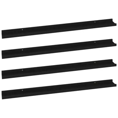 4 kosi Stenske Police - Viseče police črne 100x9x3 cm