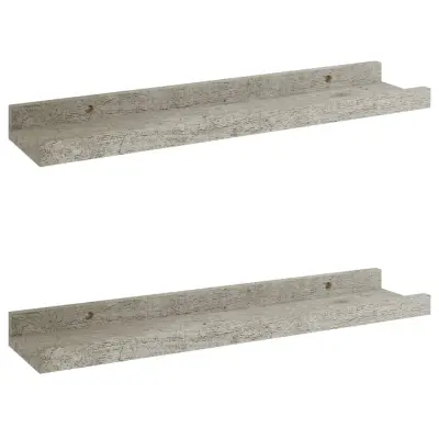 2 kosi Stenske Police - Viseče police betonsko siva 40x90x3 cm