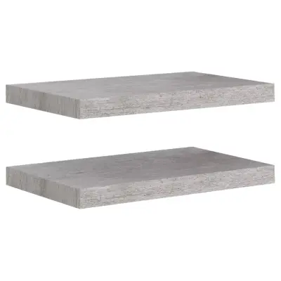 2 kosi Stenske Police - Viseče police betonsko sive 50x23x3,8 cm MDF