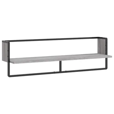 Stenska polica - Viseča Polica s prečko siva sonoma 100x25x30 cm