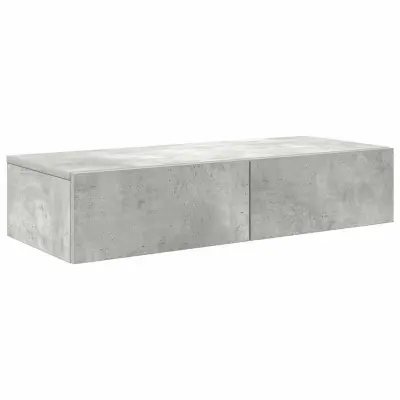 Stenska polica - Viseča Polica s predali betonsko siv 80x33x17 cm inž. les
