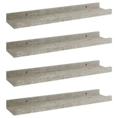 4 kosi Stenske Police - Viseče police betonsko sive 40x90x3 cm