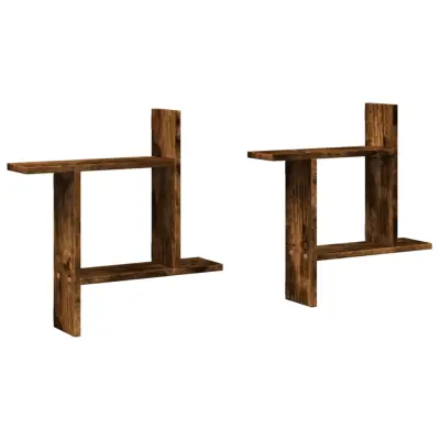 2 kosi Stenske Police - Viseče police dim. hrast 50x12x50 cm inženirski les