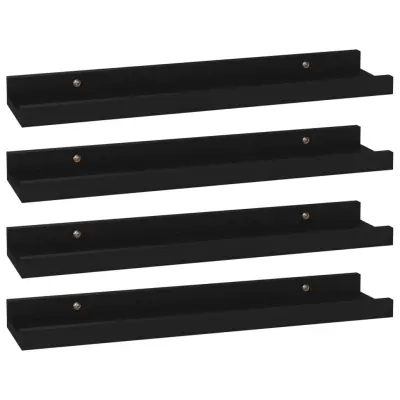 4 kosi Stenske Police - Viseče police črne 40x9x3 cm