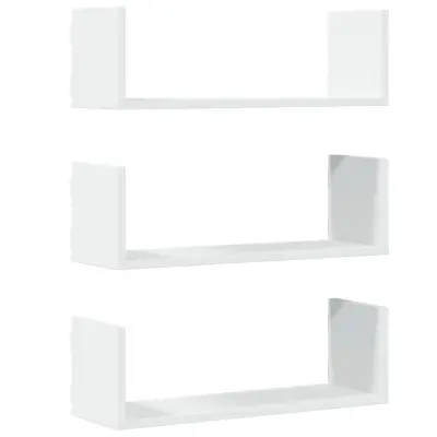 3 kosi Stenske Police - Viseče police bela 58x18x18 cm iverna plošča