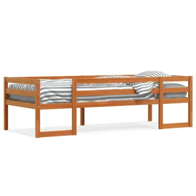 Otroški ležaj - Otroški posteljni okvir voščeno rjav 75x190 cm trdna borovina-J2855