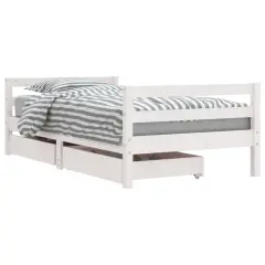 Otroški posteljni okvir - Otroški ležaj s predali bel 80x160 cm trdna borovina -J2850