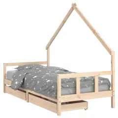 Otroški posteljni okvir - Otroški ležaj s predali 90x200 cm trdna borovina-J2782